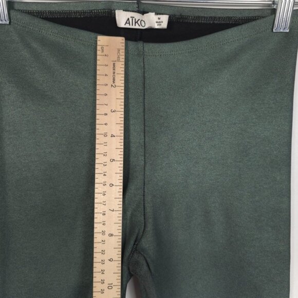 AIKO Women’s Leggings Metallic Green Stretch STYLE 253-AFA14061 USA MADE MEDIUM - Picture 4 of 9